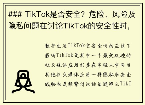 ### TikTok是否安全？危险、风险及隐私问题在讨论TikTok的安全性时，我们需要考虑多个